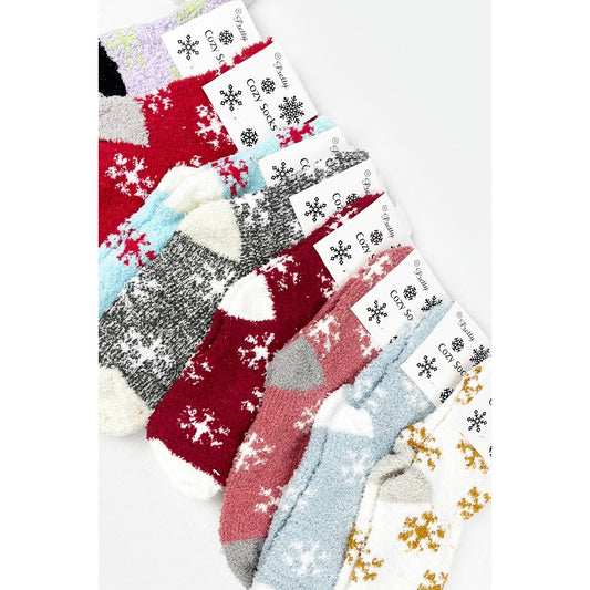 Soft Textured Snowflake Cozy Fuzzy Socks (Regular $3 NOW 75% off)